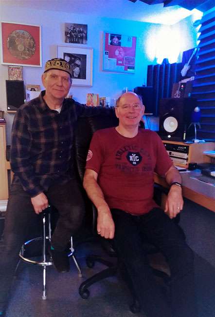 STEvIE ZiPP and Ian Housley sitting together in the recording studio